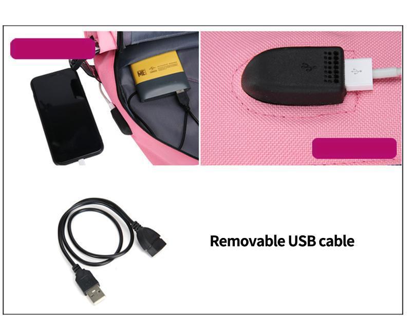 Mochila Feminina com Entrada USB e Trava Anti-Roubo